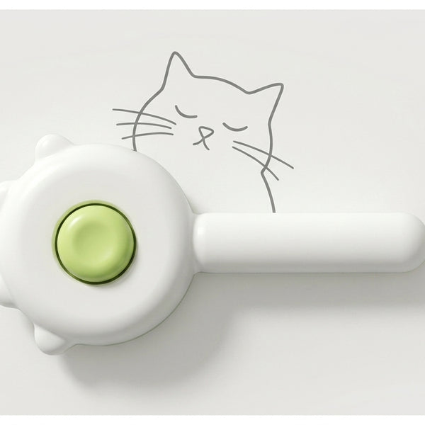 FurGlide Pet Hair Brush with Push to Release Hair Button — White & Green