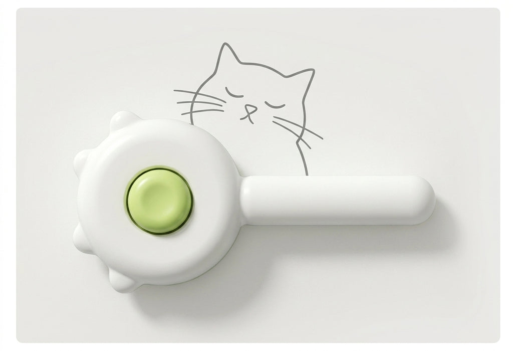 FurGlide brush in White & Green - white body with the green release button on the back of the head